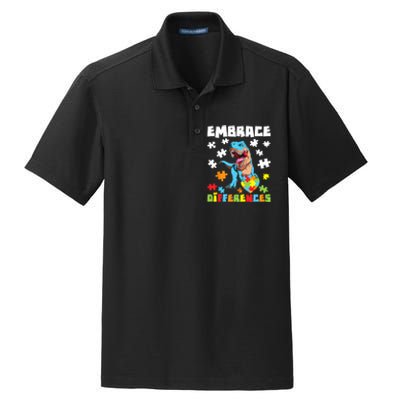 Embrace Differences Autistic Puzzle Autism Awareness Dry Zone Grid Polo