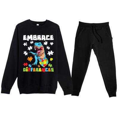 Embrace Differences Autistic Puzzle Autism Awareness Premium Crewneck Sweatsuit Set