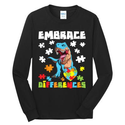 Embrace Differences Autistic Puzzle Autism Awareness Tall Long Sleeve T-Shirt