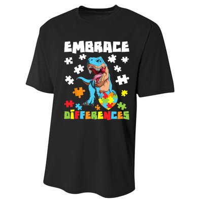 Embrace Differences Autistic Puzzle Autism Awareness Performance Sprint T-Shirt