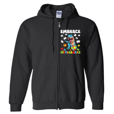 Embrace Differences Autistic Puzzle Autism Awareness Full Zip Hoodie