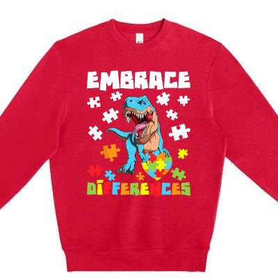 Embrace Differences Autistic Puzzle Autism Awareness Premium Crewneck Sweatshirt