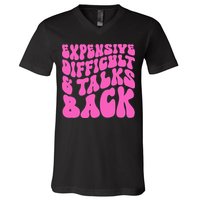 Expensive Difficult And Talks Back Retro V-Neck T-Shirt
