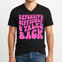 Expensive Difficult And Talks Back Retro V-Neck T-Shirt