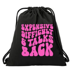 Expensive Difficult And Talks Back Retro Drawstring Bag