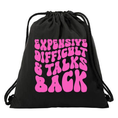 Expensive Difficult And Talks Back Retro Drawstring Bag