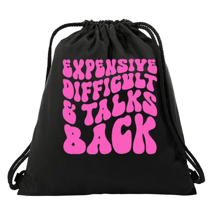 Expensive Difficult And Talks Back Retro Drawstring Bag