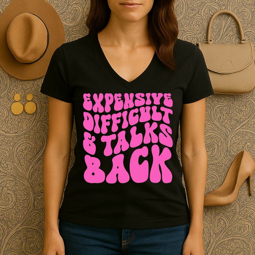 Expensive Difficult And Talks Back Retro Women's V-Neck T-Shirt