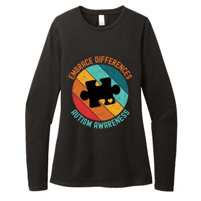 Embrace Differences Autism Awareness Vintage Puzzle Piece Meaningful Gift Womens CVC Long Sleeve Shirt