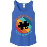 Embrace Differences Autism Awareness Vintage Puzzle Piece Meaningful Gift Ladies Essential Tank