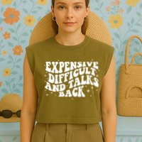 Expensive Difficult And Talks Groovy Garment-Dyed Women's Muscle Tee