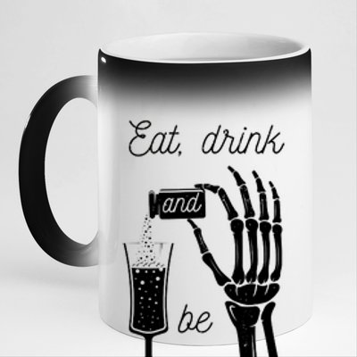 Eat Drink And Be Scary Halloween Party Design 11oz Black Color Changing Mug