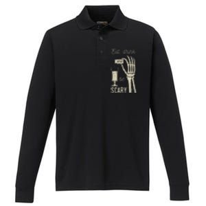 Eat Drink And Be Scary Halloween Party Design Performance Long Sleeve Polo