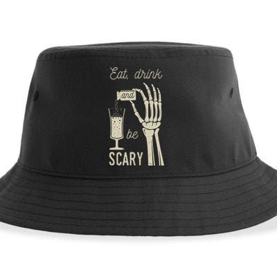 Eat Drink And Be Scary Halloween Party Design Sustainable Bucket Hat