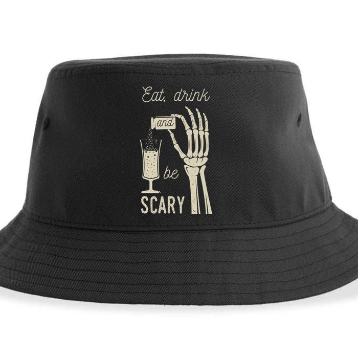 Eat Drink And Be Scary Halloween Party Design Sustainable Bucket Hat