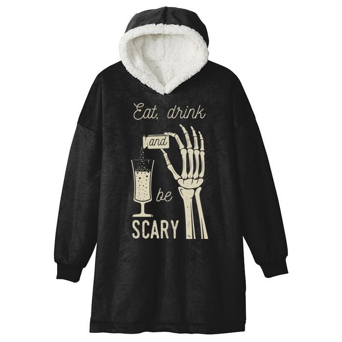 Eat Drink And Be Scary Halloween Party Design Hooded Wearable Blanket