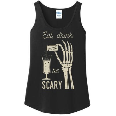 Eat Drink And Be Scary Halloween Party Design Ladies Essential Tank