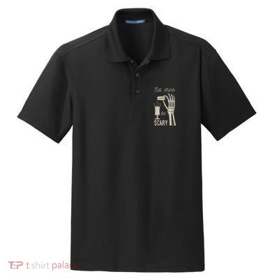 Eat Drink And Be Scary Halloween Party Design Dry Zone Grid Polo
