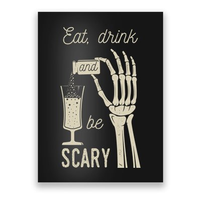 Eat Drink And Be Scary Halloween Party Design Poster