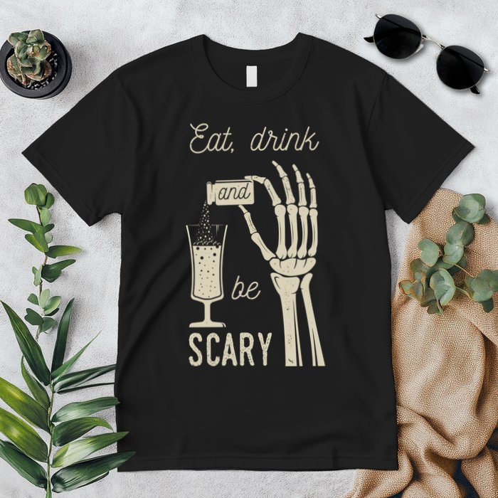 Eat Drink And Be Scary Halloween Party Design Premium T-Shirt