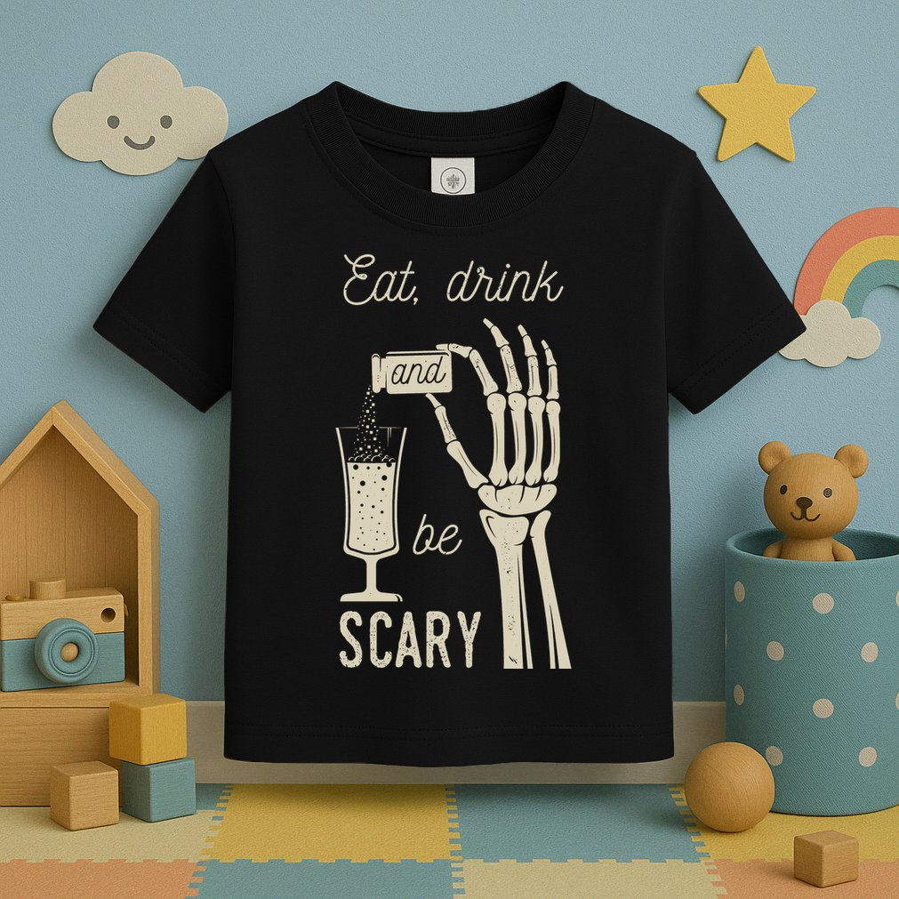 Eat Drink And Be Scary Halloween Party Design Toddler T-Shirt