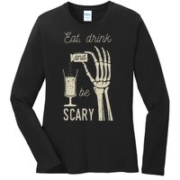 Eat Drink And Be Scary Halloween Party Design Ladies Long Sleeve Shirt