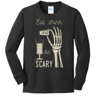 Eat Drink And Be Scary Halloween Party Design Kids Long Sleeve Shirt