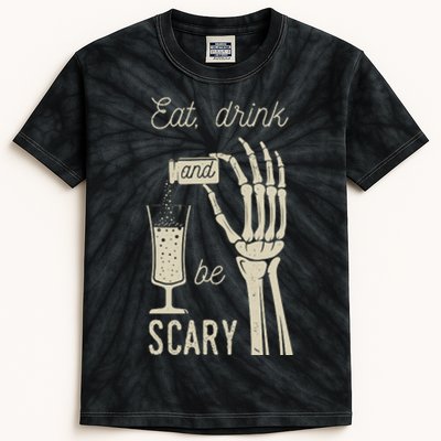 Eat Drink And Be Scary Halloween Party Design Kids Tie-Dye T-Shirt