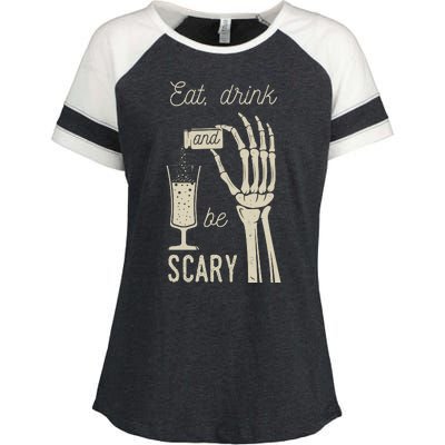 Eat Drink And Be Scary Halloween Party Design Enza Ladies Jersey Colorblock Tee