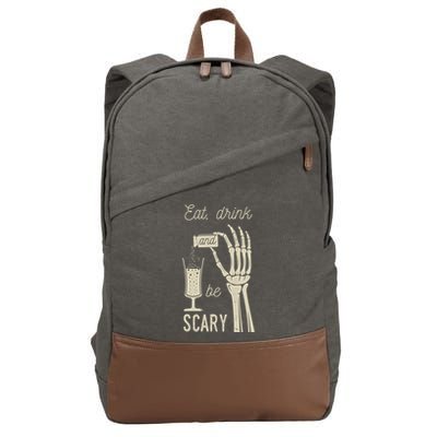 Eat Drink And Be Scary Halloween Party Design Cotton Canvas Backpack