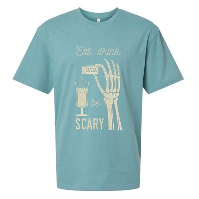 Eat Drink And Be Scary Halloween Party Design Sueded Cloud Jersey T-Shirt
