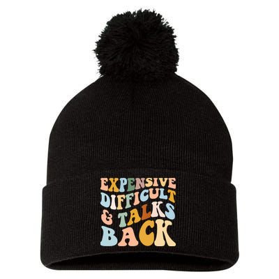 Expensive Difficult And Talks Back Mothers' Day Mom Life Pom Pom 12in Knit Beanie