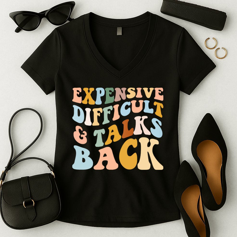 Expensive Difficult And Talks Back Mothers' Day Mom Life Women's V-Neck T-Shirt