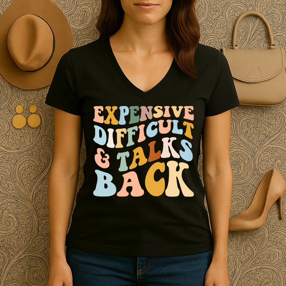 Expensive Difficult And Talks Back Mothers' Day Mom Life Women's V-Neck T-Shirt
