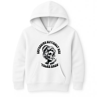 Expensive Difficult And Talks Back Messy Bun Mothers Day Kids Hoodie