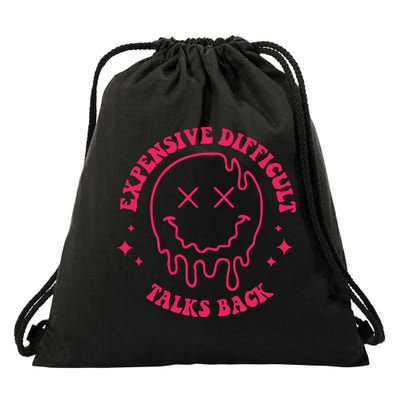 Expensive Difficult And Talks Back Dripping Face Drawstring Bag
