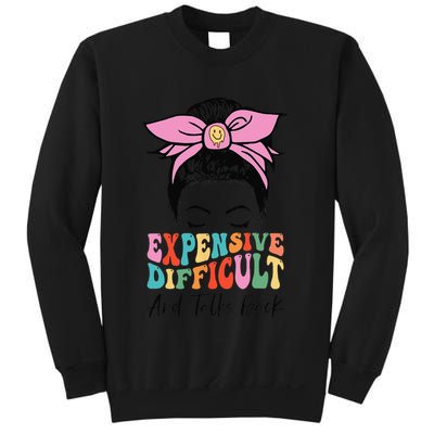 Expensive Difficult And Talks BacK Mother's Day Messy Bun Sweatshirt