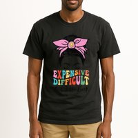 Expensive Difficult And Talks BacK Mother's Day Messy Bun Tall T-Shirt