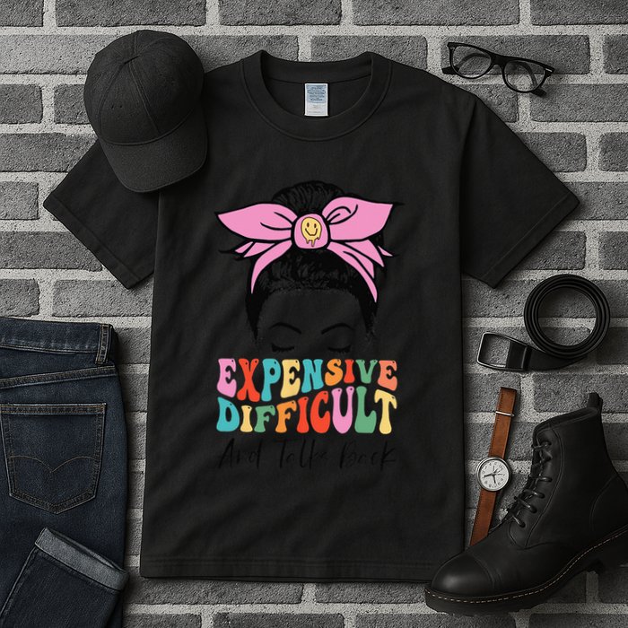 Expensive Difficult And Talks BacK Mother's Day Messy Bun Tall T-Shirt