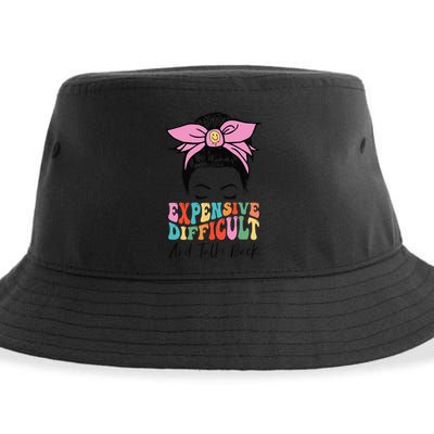 Expensive Difficult And Talks BacK Mother's Day Messy Bun Sustainable Bucket Hat
