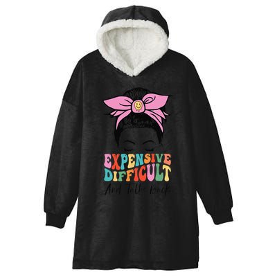 Expensive Difficult And Talks BacK Mother's Day Messy Bun Hooded Wearable Blanket