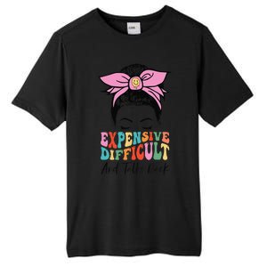 Expensive Difficult And Talks BacK Mother's Day Messy Bun Tall Fusion ChromaSoft Performance T-Shirt