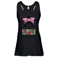 Expensive Difficult And Talks BacK Mother's Day Messy Bun Ladies Essential Flowy Tank