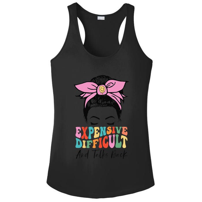 Expensive Difficult And Talks BacK Mother's Day Messy Bun Ladies PosiCharge Competitor Racerback Tank