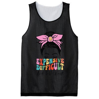 Expensive Difficult And Talks BacK Mother's Day Messy Bun Mesh Reversible Basketball Jersey Tank