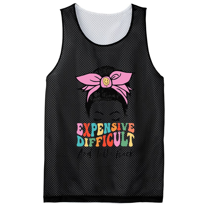 Expensive Difficult And Talks BacK Mother's Day Messy Bun Mesh Reversible Basketball Jersey Tank