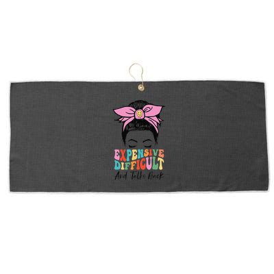 Expensive Difficult And Talks BacK Mother's Day Messy Bun Large Microfiber Waffle Golf Towel