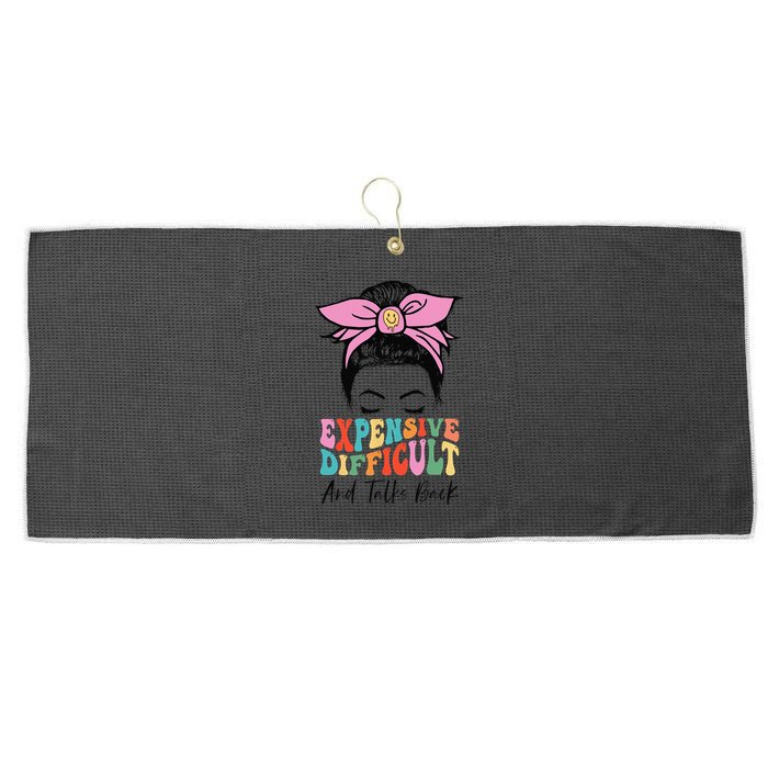 Expensive Difficult And Talks BacK Mother's Day Messy Bun Large Microfiber Waffle Golf Towel