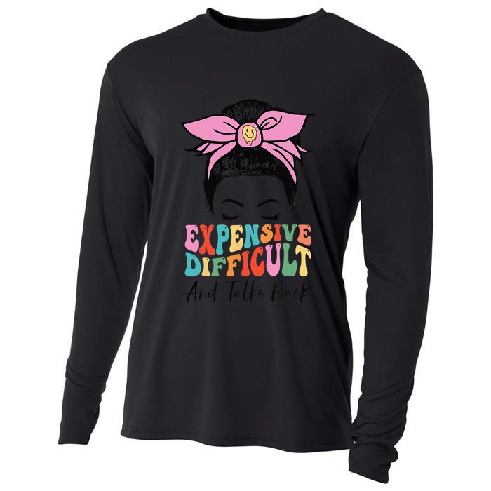 Expensive Difficult And Talks BacK Mother's Day Messy Bun Cooling Performance Long Sleeve Crew