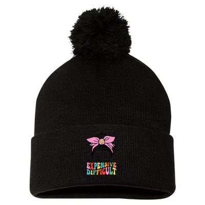Expensive Difficult And Talks BacK Mother's Day Messy Bun Pom Pom 12in Knit Beanie